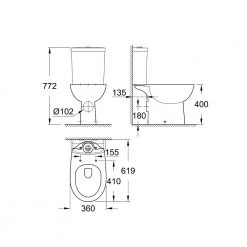Λεκάνη δαπέδου πίσω σιφόνι 60x35 GROHE BAU 39428000 -Λεκάνες Εκπτώσεις 60x35 grohe bau 39428000 2