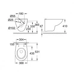 Λεκάνη κρεμαστή Rimless 53x37 GROHE BAU 39427000 -Λεκάνες Εκπτώσεις rimless 53x37 grohe bau 39427000 3