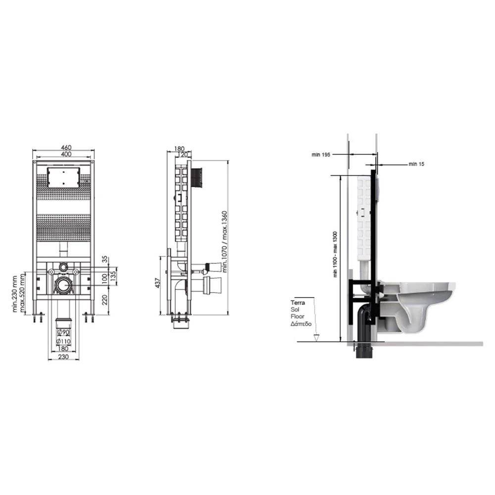 Αυτοφερόμενο καζανάκι εντοιχισμού κρεμαστής λεκάνης 12 Cm KARAG T05-2114 2 Αυτοφερόμενο καζανάκι εντοιχισμού κρεμαστής λεκάνης 12 Cm KARAG T05-2114 - Image 2