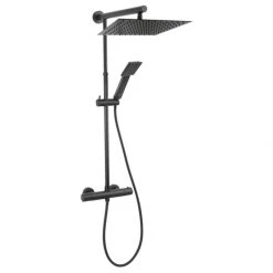 Θερμοστατική μπαταρία σταθερού ντους FERRO TREVI SQUARE BLACK NP75SQ-TRV7U-BL