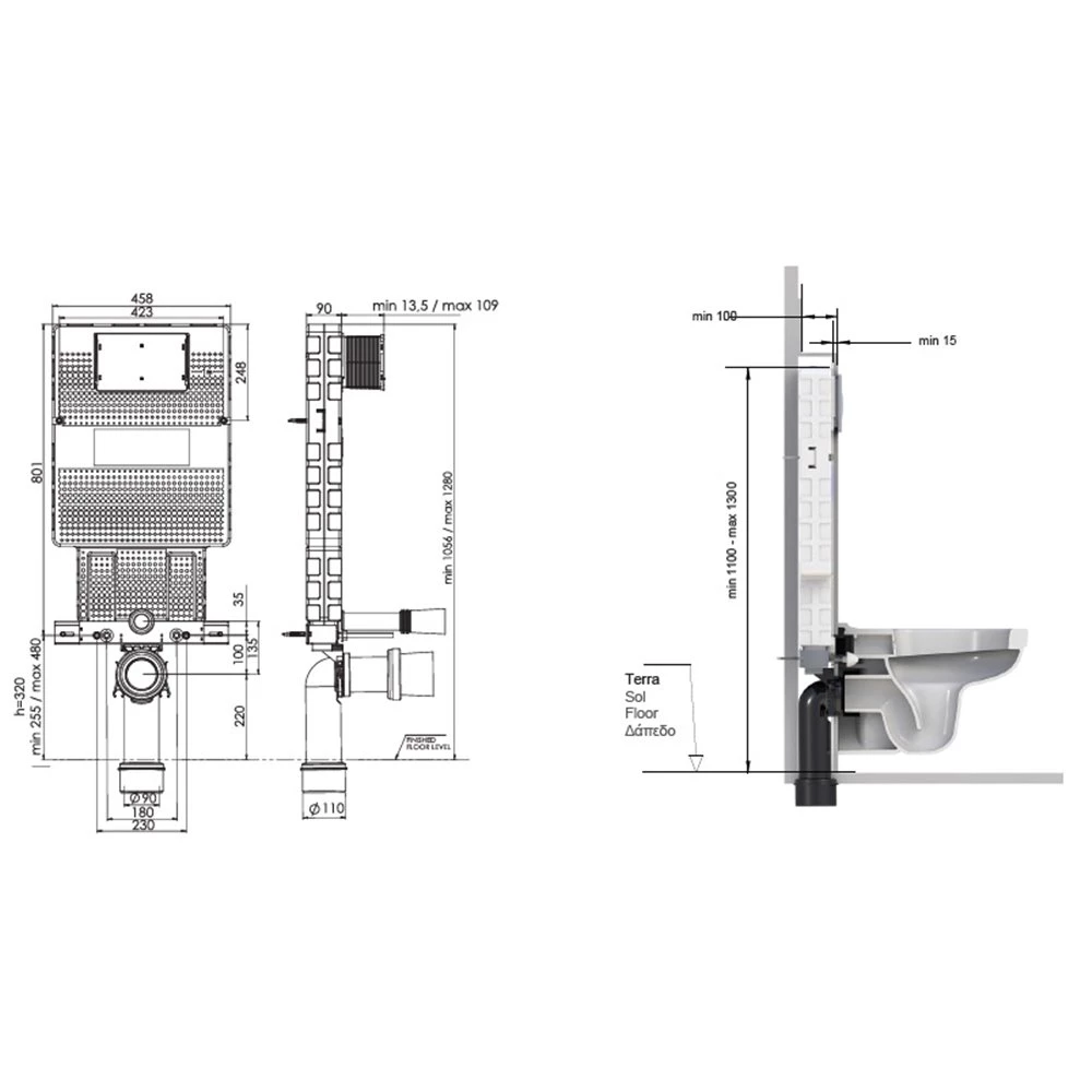 Καζανάκι εντοιχισμού κρεμαστής λεκάνης (9 Cm - Μονό τούβλο) KARAG T05-0112 2 Καζανάκι εντοιχισμού κρεμαστής λεκάνης (9 Cm - Μονό τούβλο) KARAG T05-0112 - Image 2