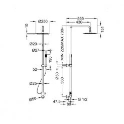 Εξώφυλλο -Λεκάνες Εκπτώσεις κολώνα ντούζ ottone meloda air 15251 χρωμέ 1