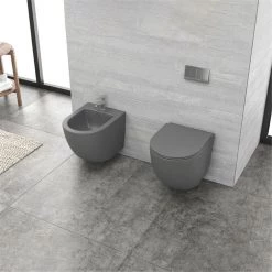 Λεκάνη κρεμαστή Rimless με κάλυμμα S/C γκρι ματ KARAG MILOS LT046ENR-MDG