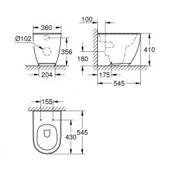 Λεκάνη δαπέδου Rimless 54,5x36 ΥΠ / Διπλής εξόδου GROHE ESSENCE Pure Guard 3957300H -Λεκάνες Εκπτώσεις λεκάνη δαπέδου rimless 545x36 υπ διπλής εξόδου grohe essence pure guard 3957300h 2