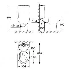 Λεκάνη δαπέδου Rimless 61,9x35,6 ΧΠ / Πίσω σιφόνι GROHE BAU 39349000 -Λεκάνες Εκπτώσεις λεκάνη δαπέδου rimless 619x356 χπ πίσω σιφόνι grohe bau 39349000 2