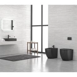 Λεκάνη δαπέδου Rimless με κάλυμμα S/C μαύρο ματ KARAG MILOS LT2141D-RMB