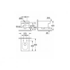 Λεκάνη κρεμαστή Rimless 56,5x37 GROHE CUBE Pure Guard 3924500H -Λεκάνες Εκπτώσεις λεκάνη κρεμαστή rimless 565x37 grohe cube pure guard 3924500h 2