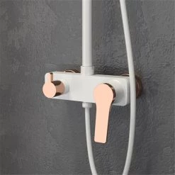 Μπαταρία σταθερού ντους λευκή ματ με ροζ χρυσό ANDARE KARAG WNW33R98PH-RG -Λεκάνες Εκπτώσεις μπαταρία σταθερού ντους λευκή ματ με ροζ χρυσό andare karag 2