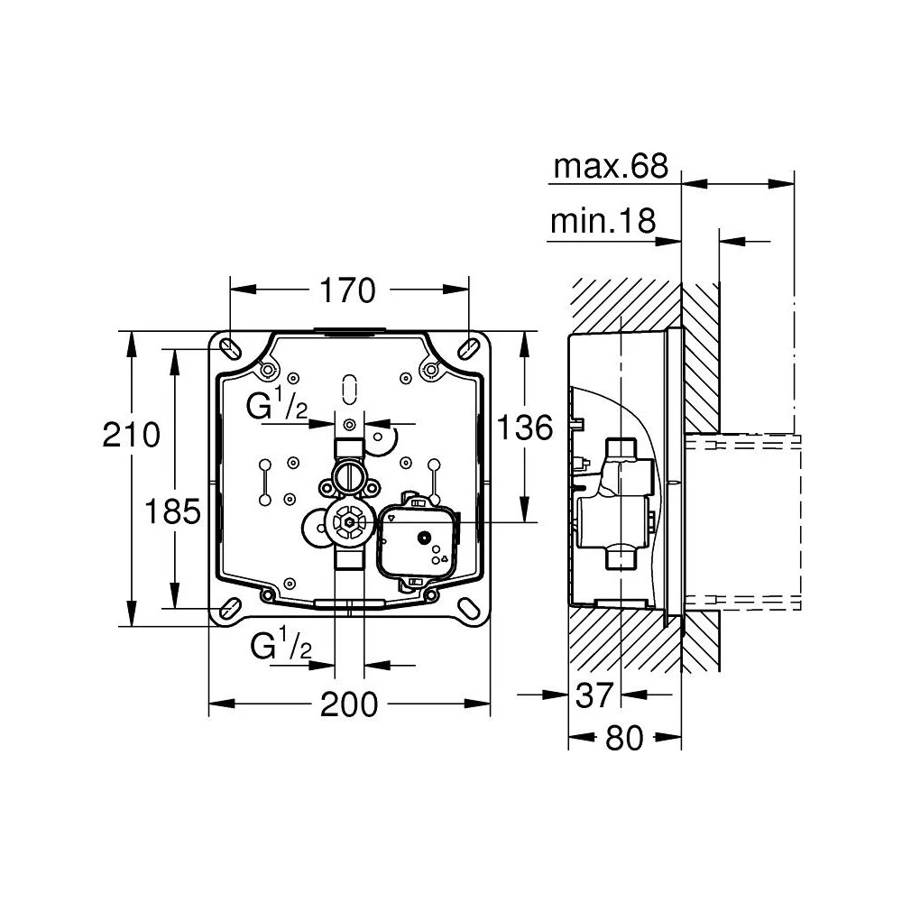 Μηχανισμός φλουσόμετρου ουρητηρίου εντοιχιζόμενος GROHE 37338000 2 Μηχανισμός φλουσόμετρου ουρητηρίου εντοιχιζόμενος GROHE 37338000 - Image 2